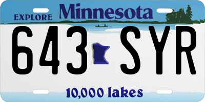 MN license plate 643SYR