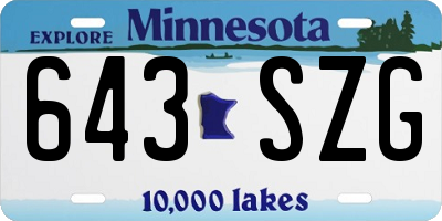 MN license plate 643SZG