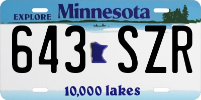 MN license plate 643SZR
