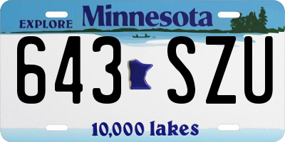 MN license plate 643SZU