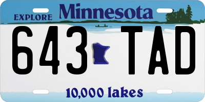 MN license plate 643TAD