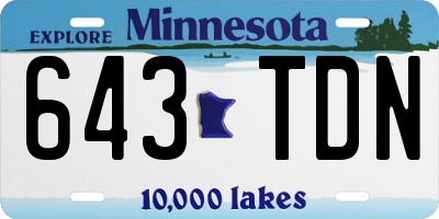 MN license plate 643TDN