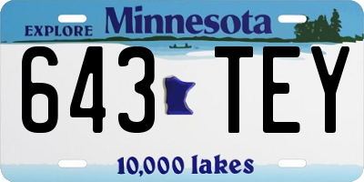MN license plate 643TEY