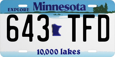 MN license plate 643TFD