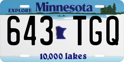 MN license plate 643TGQ