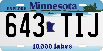 MN license plate 643TIJ