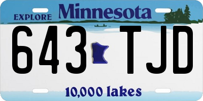 MN license plate 643TJD