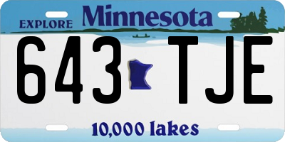 MN license plate 643TJE