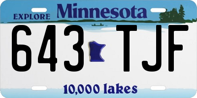 MN license plate 643TJF