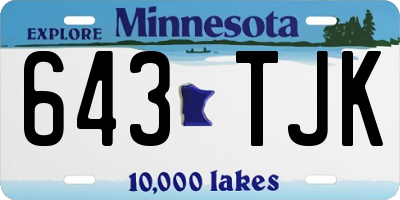 MN license plate 643TJK