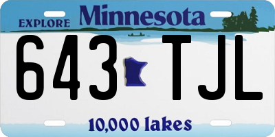 MN license plate 643TJL