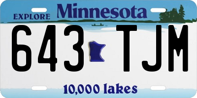 MN license plate 643TJM