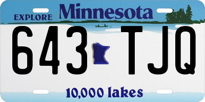 MN license plate 643TJQ