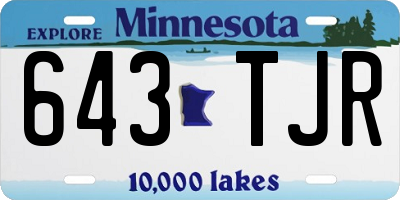 MN license plate 643TJR