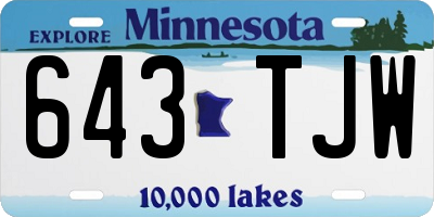 MN license plate 643TJW
