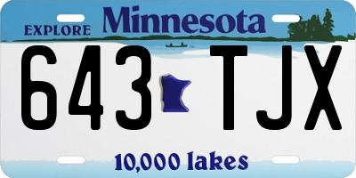 MN license plate 643TJX