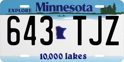 MN license plate 643TJZ