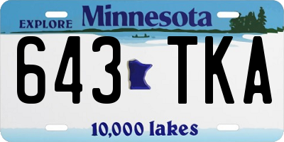 MN license plate 643TKA