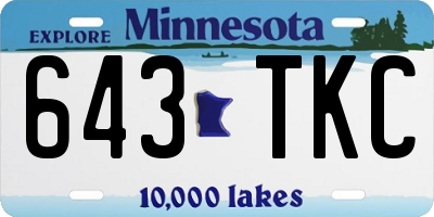 MN license plate 643TKC
