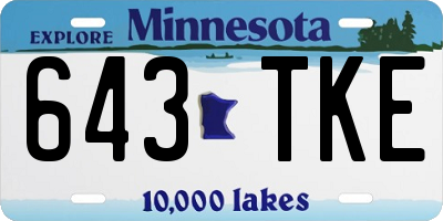 MN license plate 643TKE