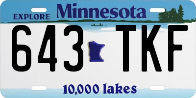 MN license plate 643TKF
