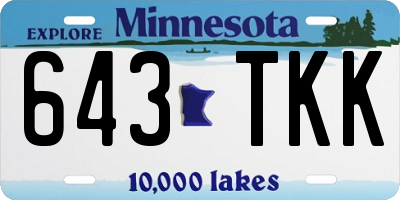 MN license plate 643TKK