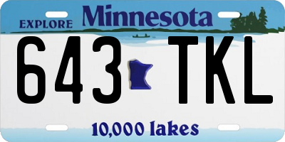 MN license plate 643TKL