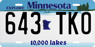 MN license plate 643TKO
