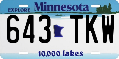 MN license plate 643TKW