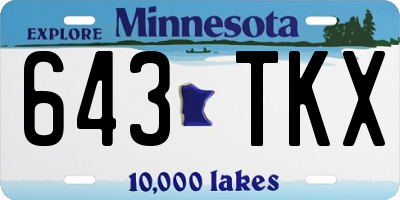 MN license plate 643TKX