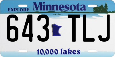 MN license plate 643TLJ