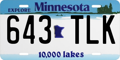 MN license plate 643TLK
