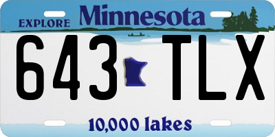 MN license plate 643TLX