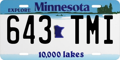 MN license plate 643TMI