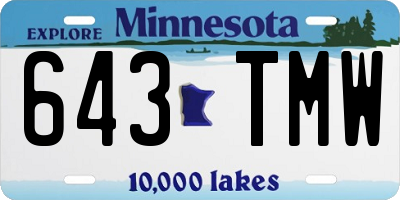 MN license plate 643TMW