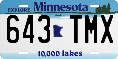 MN license plate 643TMX