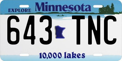 MN license plate 643TNC