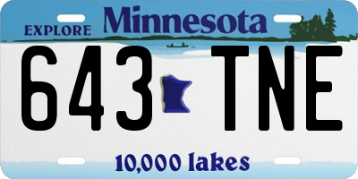 MN license plate 643TNE