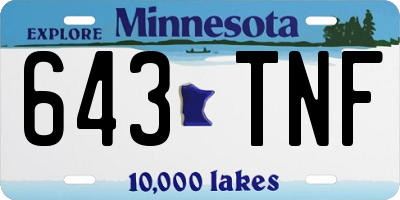 MN license plate 643TNF