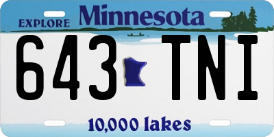 MN license plate 643TNI