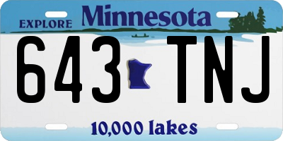 MN license plate 643TNJ