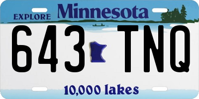 MN license plate 643TNQ