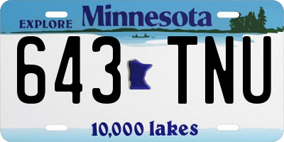 MN license plate 643TNU