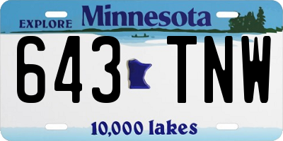 MN license plate 643TNW