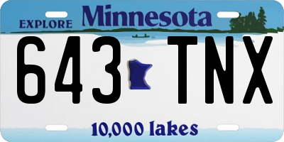 MN license plate 643TNX