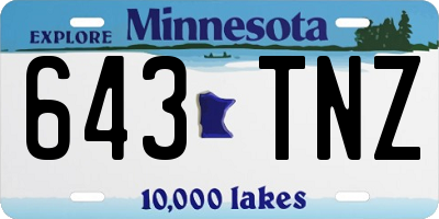 MN license plate 643TNZ