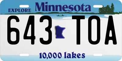 MN license plate 643TOA