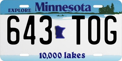 MN license plate 643TOG