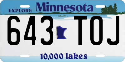 MN license plate 643TOJ
