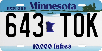 MN license plate 643TOK
